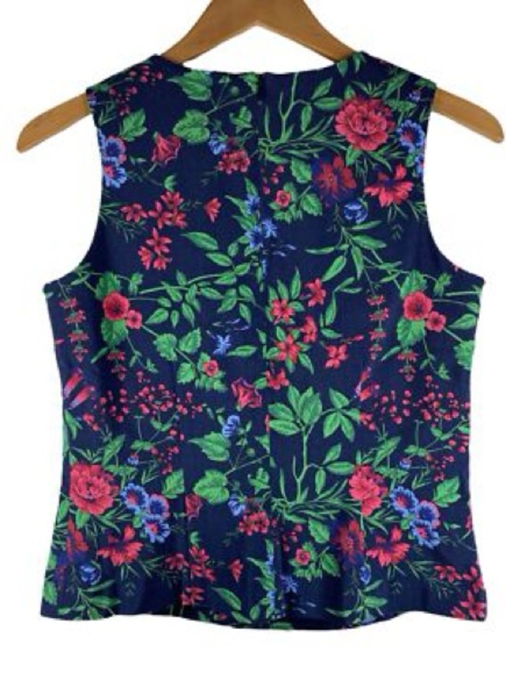 J. McLaughlin Amelia Navy/Multicolor Floral Stretch Sleeveless Top Size 4 Tank - Picture 2 of 12